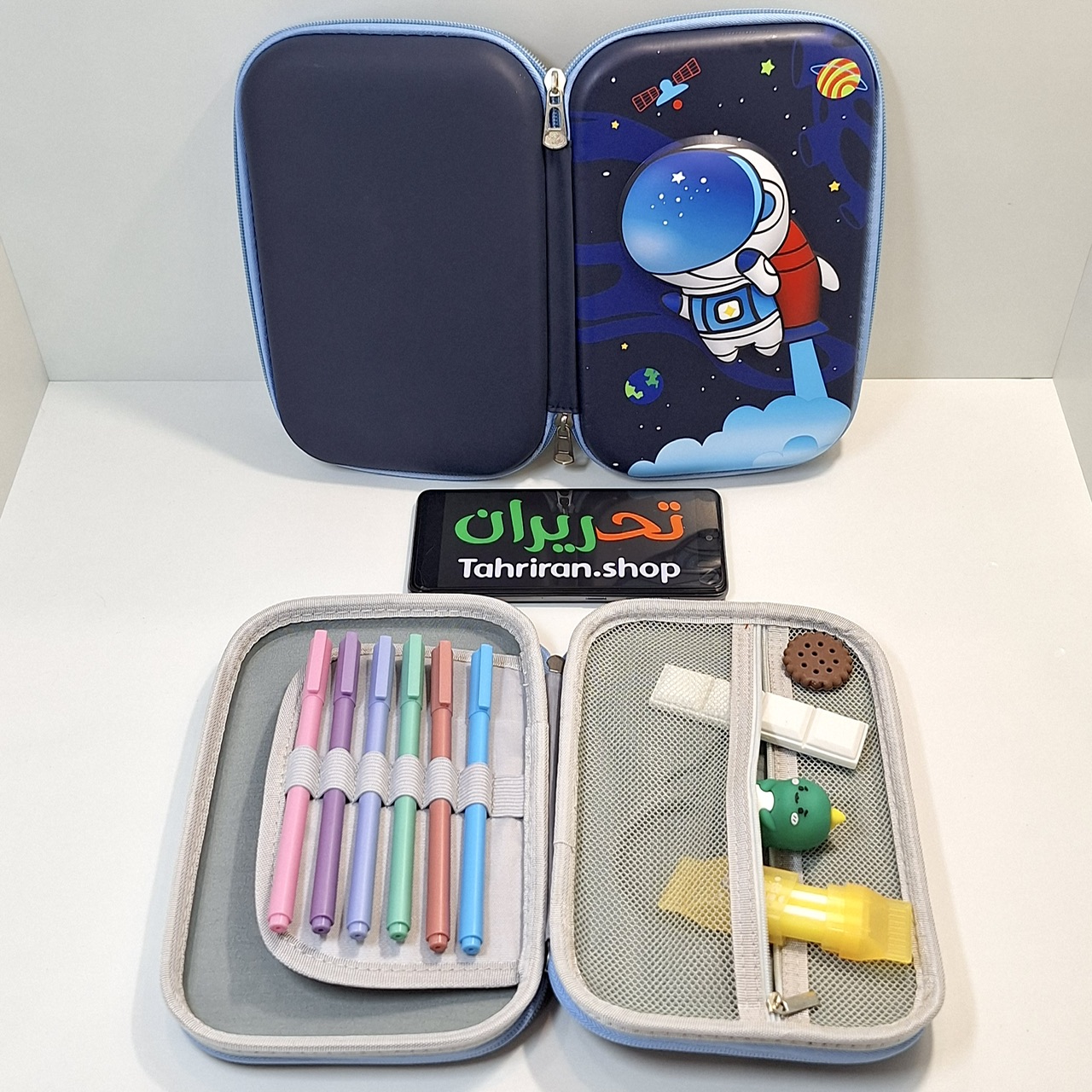 خرید جامدادی کتابی طرح راکت فضانورد برجسته