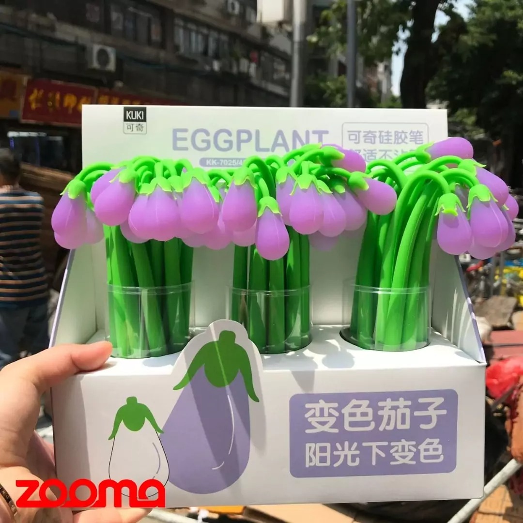 خرید روان نویس سیلیکونی طرح بادمجان نوری